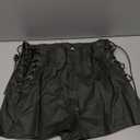 Benfoly Leather Shorts for Women High Waisted Lace Up Side Stretchy Sexy Mini Booty Short Y2K Rave Club Party Concert Winter Army Green XL