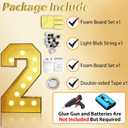 4FT Marquee 2 Numbers, Light Up Numbers 2 Mosaic Numbers Glitter Gold Black Light Up Letter Pre-cut Foam Board Sign Marquee for Birthday Party Decorations, Wedding, DIY Anniversaries