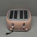 Mueller Retro Toaster 4 Slice with Extra Wide Slots Bagel, Defrost, and Cancel Function, 6 Browning Levels, Dual Independent Controls, Removable Crumb Tray and High Lift Levers, Pink