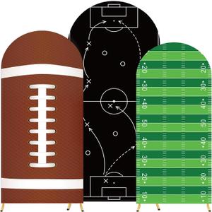 3 Pcs Football Backdrop Arch Covers 4ft 5ft 6ft Spandex Stretchy Party Backdrop for Football Birthday Decorations Superbowl Sports Themed Party (Soccer)