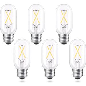 T45/T14 E26 Light Bulbs 25 Watt Equivalent, Dimmable, Clear Natural White 4000K, 2W Daylight Tube LED Bulbs for Home Mason Jars Ceiling Fan Hanging Pendant Lamp Chandelier, 6-Pack