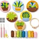 Punch Needle Coaster Kit for Adults Beginners, Easy Punch Embroidery Starter Set with Instructions  Fun Mug Rug Making Kit for Table Decor & Festival DIY Gifts (6pcs Succulent Plants)