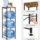 OYEAL 5 Gallon Water Bottle Jug Holder 3-Tier Water Bottle Holder Organizer with Top Shelf, Heavy Duty Water Dispenser Stand Rack for Kitchen Living Room Office, Rustic Brown