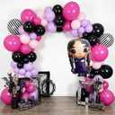 148pcs Purple Black Hot Pink Balloon Arch Kit for Gothic Birthday Decorations, Dark Sweet Party Balloons Garland Set with Striped Foil Balloons for Halloween Baby Shower Girl Party Decor