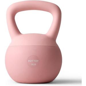 YOTTOY Soft Kettlebell,Kettlebell Anti-Slip Grip Weight for Home Workouts, Kettlebells Set Strength and Safety (15 LB, 15LB-Pink)