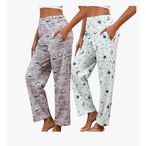 PNAEONG Women Cotton Pajama Pants Comfy Pj Bottoms Soft Printed Lounge Pant with Pockets XL