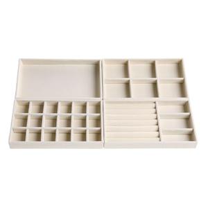 LANDICI Jewelry Organizer Trays for Drawers, Stackable Jewelry Storage Trays for Women, Velvet Drawer Inserts Display Case for Rings Stud Necklaces, Set of 4