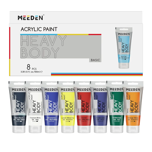 MEEDEN Thick Acrylic Paint Set: Satin Finish Acrylic Paints for Ornaments Painting - 100ml/3.38oz 8 Primary Colors Heavy Body Art Paint Tubes for Christmas Decoration