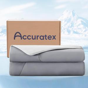 ACCURATEX Cooling Comforter Queen/Full Size, Q-max>0.45 Arc-Chill Cooling Blanket for Hot Sleepers, Lightweight Cool Blankets for Night Sweats, Silky Breathable Summer Cool Comforter,Grey(90"x90")