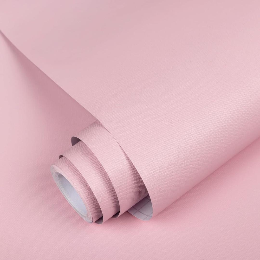 Abyssaly Pink Contact Paper Pink Peel and Stick Wallpaper Self-Adhesive Removable Contact Paper for Cabinets Bedroom Furniture Home Decor 15.7" X 393"