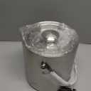 Ice Bucket with Lid, 2 Liter Stainless Steel Insulated Ice Bucket with Wicker Outer Basket Handle Tongs for Party Bar Buffet