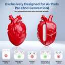 2 x AirPods Pro 2 Case  Heart-Shaped Silicone Protective Cover with Keychain Shockproof Design Compatible with AirPods Pro 2nd Generation (White)