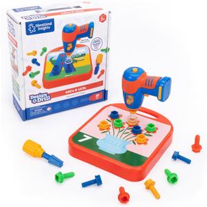 Educational Insights Design & Drill ABCs & 123s - Building Construction Toys for Toddlers, Kids Tool Set with Drill Toy, Preschool Learning Activities, Toddler STEM Toys for 3+ Year Old