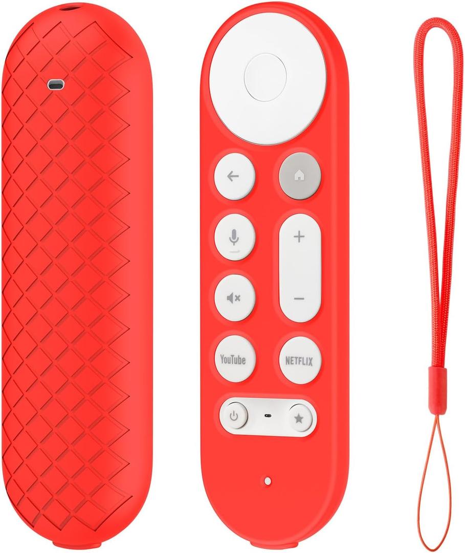 LEFXMOPHY Cover for Google TV Streamer 4K 2024 Voice Remote Red Silicone Case Protective Skin (1 Pack)