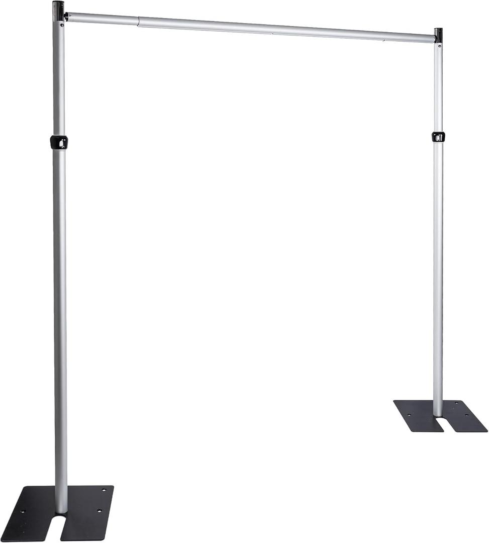 Stand 8 Ft Height Artificial Flower Stand Adjustable Suitable for 5-8 Ft Width Flower Grass Wall Panels Mounting Hardware,Easy to Install (Sliver)