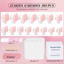 evpct 6 Colors Glossy Press on Nails Short Almond for Women, Glossy Fake Nail with Kits Salon Quality Reusable Stick on Nails In 15 Sizes 180Pcs Full Cover False Nail Soft Gel Set Kit for Gift, Set01