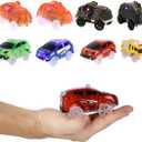 Tracks Cars Only Replacement, Flex Track Race cars for Magic Tracks Glow in the Dark, LED Lights Up Battery Operated Snap N Glow Trax cars Accessories, Compatible with Most Car Tracks for Kids (4pack