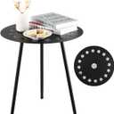 18 Inch Outdoor Side Table Patio Round Tables for Outside Black End Tables Small Coffee Table End Table Modern Metal Porch Plant Stands for Balcony, Indoor, Bedroom, Living Room, Small Spaces
