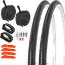 RUTU 24/26/27 inch Bicycle Tires Foldable,24/26/27 Inch Bike Tire and Tube with AV Schrader Valve,Installation and Removal Tools Compatible with Beach Cruiser and Urban Commuting Bicycle, 2 Pack