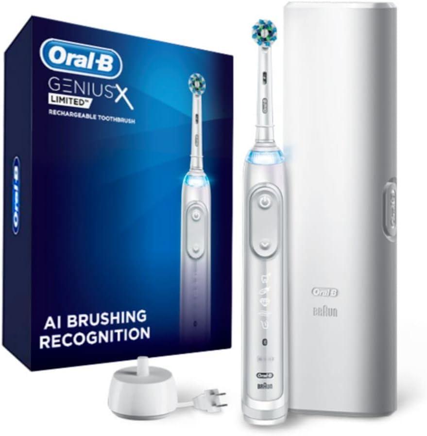 Oral-B Genius X Limited Rechargeable Electric Toothbrush with 1 Replacement Brush Head, Travel Case, White