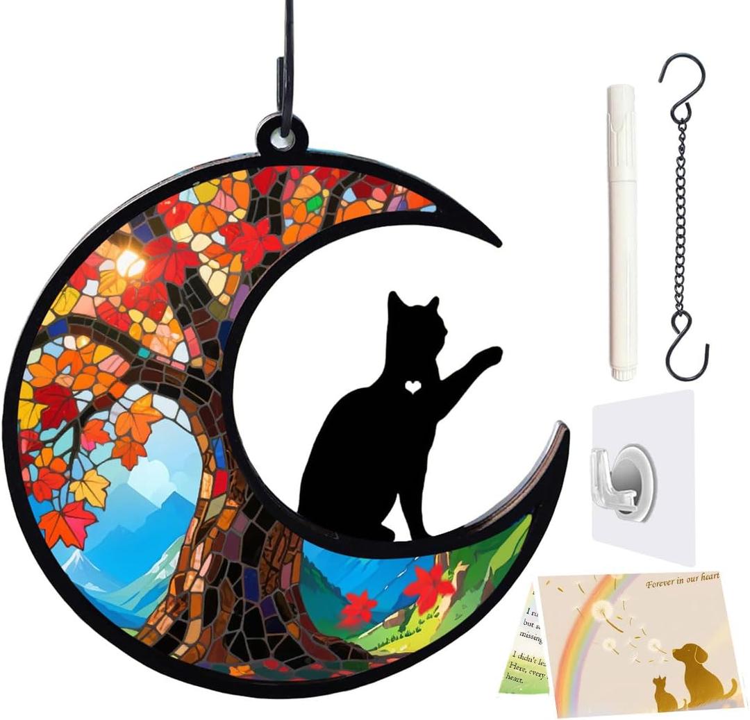 Dog Memorial Suncatcher, Loss of Dog Sympathy Gift for Pet Lovers, Cats Remembrance Ornament, Pet Memorial Gifts, Life Tree and cat