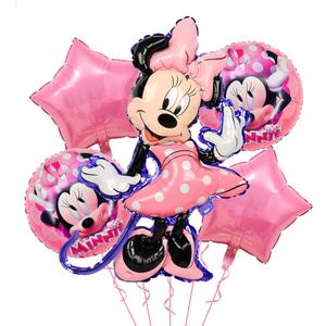5Pcs Pink Mouse Balloons, Cartoon Mouse Theme Balloons Decorations Set for Kids Girls Cartoon Birthday Baby Shower Party Supplies