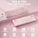 AULA F99 Wireless Mechanical Keyboard-Silent Version,Tri-Mode(BT5.0/2.4GHz/USB-C),Gasket Structure,Hot Swappable Mechanical Keyboard with Pre-lubed Linear Switches,RGB Backlit PC Gaming Keyboards,Pink