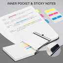 EMSHOI Meeting Notebook for Work with Sticky Tabs - 240 Pages, A4 Size Project Planner, PU Leather Meeting Agenda/Minutes Organizer for Women Men, Note Taking, Office & Business, 8.3"x11.7", Black
