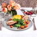 Sumerflos 304 (18/8) Stainless Steel Dinner Plates, 10" Round Salad Plates, Serving Plate for Home Kichten, Outdoor Camping, Snack, Pizza and BBQ - Set of 4