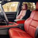 for Dodge Durango 2011-2020 Car Armrest Cover Center Console Pad Covers Scratch Resistance Box Cover Leather Protector Pad Interior Decoration Accessories (Carbon Fiber+Red)