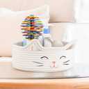 ZLG Round Woven Storage - Baby Diaper, Towel, Dog Toy & Decor Gift Basket - White - 9.8 x 4 inches (Small)