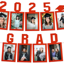 KatchOn, Red Graduation Photo Banner 2025 - Large, 10 Feet, 2025 Grad Banner | Graduation Banner Class of 2025 Personalized | Felt Graduation Picture Banner for Graduation Decorations 2025