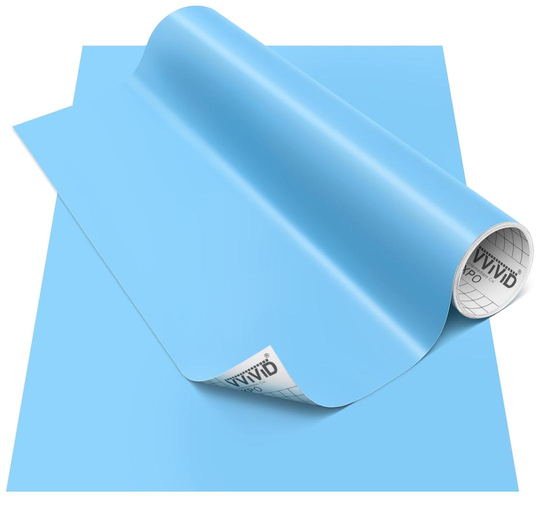 VViViD DECO65 Matte Pastel Ice Blue Permanent Adhesive Craft Vinyl for Cricut, Silhouette & Cameo (24" x 30ft)