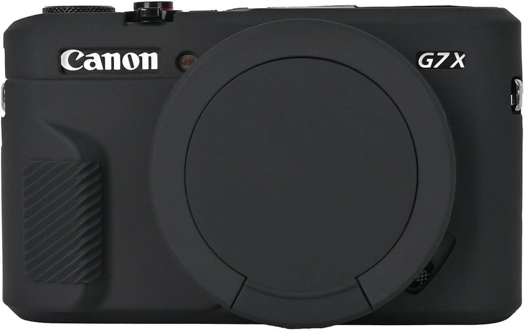 G7X Mark II Camera Case,Soft Silicone Protective Case Ultra-Thin Lightweight Cover for Canon PowerShot G7X Mark II Camera with Lens Cover (Black)