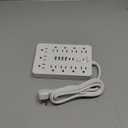 JouleLoom 6 FT Flat Plug Surge Protector Power Strip,11 Multiple AC Outlets with 6 USB Ports (2 USB C), 6 Feet Extension Cord, 1250W/10A, One Touch Switch Button, 17 in 1 Compact powerstrip-White