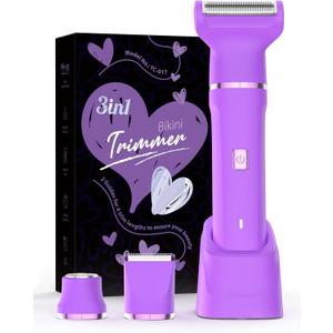 Electric Shaver for Women - Cordless Dermave Bikini Trimmer for Lady's Beauty, Painless Facial Hair Removal Device with Low Noise, Detachable Head, Fast Charging, 2025 Beach Vacation Essentials