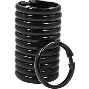 Qulable Shower Curtain Rings-24 Pack- Plastic O-Shaped Rings Hook Glide Easily on Bathroom Shower Rod (Black) (Black 24 Pack)