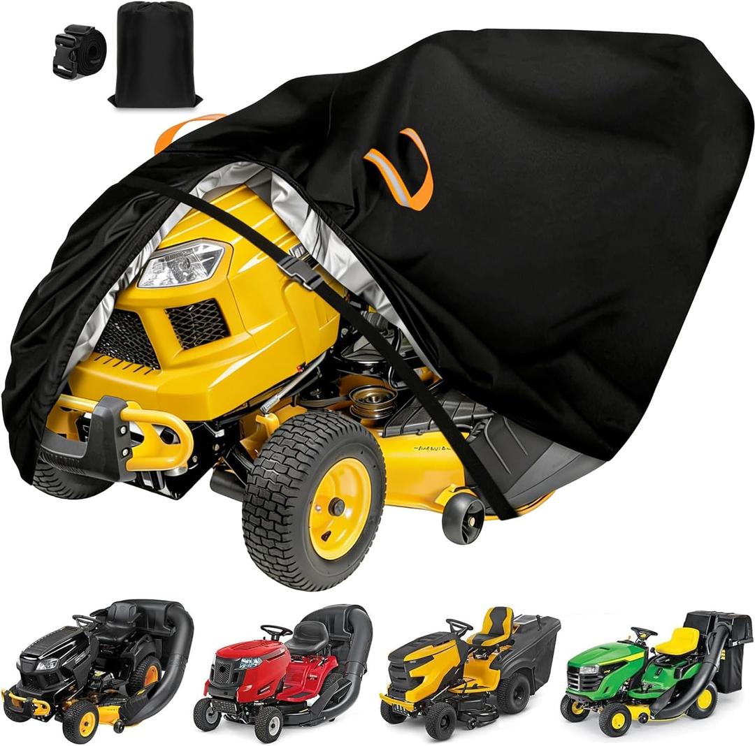 Riding Lawn Mower Covers Waterproof Outdoor,Durable 600D Polyester Fabric,Fits up to 54" Decks with Bagger Attachment,Lawnmower Tractor Storage Cover,Anti-UV,Tear-resistant,99"Lx45"Wx47"H
