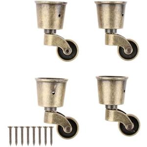 dophee 4Pcs Vintage Bronze Swivel Round Cup Caster, Universal Metal Pulley Wheel Swivel Wheel Caster for Chair Table Sofa Cabinet Furniture Hardware