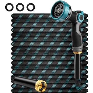 Garden Hose 30FT Non-Expandable Ultra Lightweight Water Hose & Super Flexible Hose with 10-Pattern Hose Nozzle High-Strength Special Cloth Cover with 3/4" Brass fitting for Lawn, Yard, Car Washing