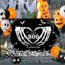 Mocsicka Halloween Baby Shower Backdrop Gothic Skeleton Love Hands Baby Shower Background A Little Boo is Almost Due Party Decorations Banner Photo Studio Props (8x6ft)