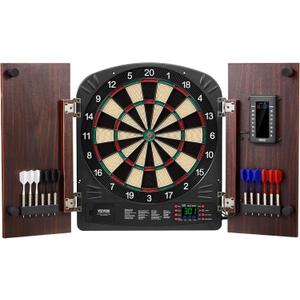 VEVOR Dart Board Cabinet Set, Multiple Styles Ready-to-Play Bundle Official Size, Steel Tip Dart Hideaway Cabinet, Features Easy Assembly, Complete with All Accessories, Perfect for Cricket Games (35.3" x 20" x 2.7")