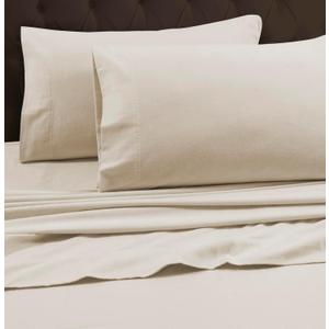 Tribeca Living King Luxury Solid Flannel Extra Deep Pocket Fitted Sheet, Fits up to 24" Mattress, Ivory