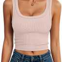 ANRABESS Tank Tops for Women Waffle Knit Scoop Neck Flowy Casual Sleeveless Shirts 2026 Summer Clothes Parchment X-Large