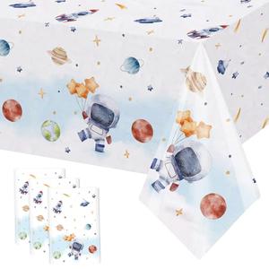 3Pcs First Trip Around The Sun Tablecloth 108x54 inch Space Birthday Plastic Disposable Outer Space Table Cover Solar System Table Decoration Space Theme Party Baby Shower Supplies