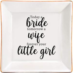 Ceramic Jewelry Trinket Dish for Mother of The Bride - Today a Bride, Tomorrow a Wife, Forever Your Little Girl - Wedding Gifts for Mom