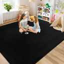 Large Area Rugs for Bedroom Living Room - 6x9 Feet Ultra Soft Black Rug Thickened with Memory-Foam, Solid Modern Minimalist Carpets for Home Decor, Non-Slip and Comfy Nursery Room Rugs