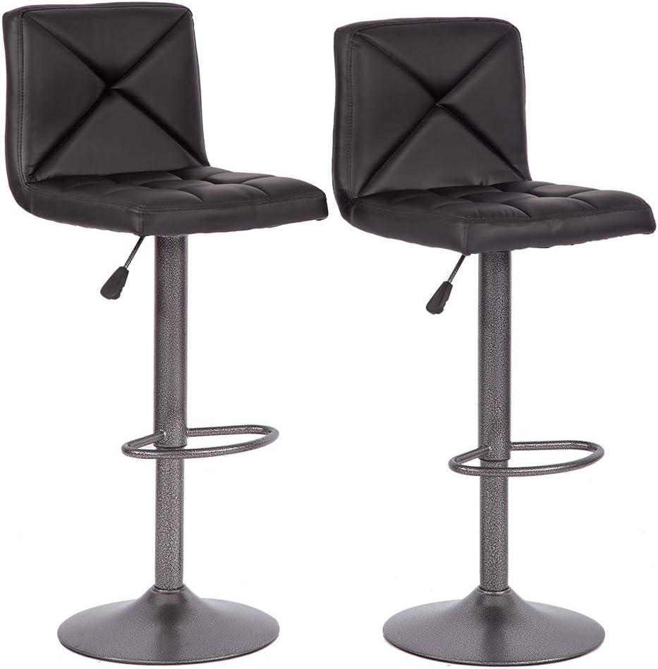 BestOffice Bar Stools Barstools Bar Chairs Heigh Adjustable Swivel Stool with Back Set of 2 PU Leather Kitchen Counter Stools Dining Chairs