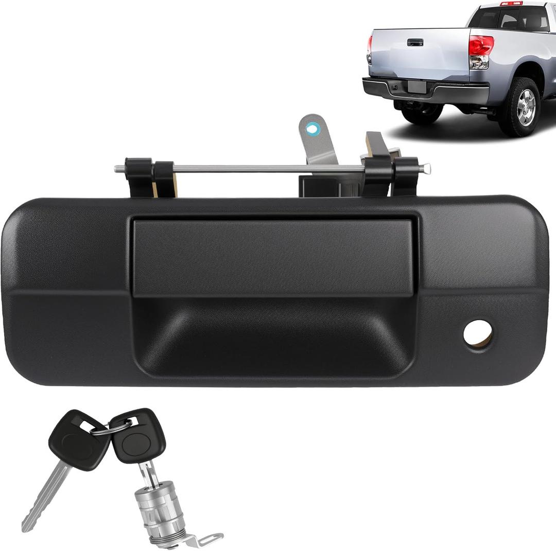 Tailgate Handle Liftgate Latch Handle with Bezel Lock Black Compatible with Toyota Vehicle Tundra 2007-2013 Replace# 69090-0C040 690900C040 81213 TO1915113