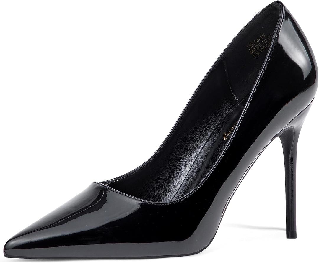 Elisabet Tang High Heels, Womens Pointed Toe Slip on Stilettos Party Wedding Pumps Basic Shoes, Size 8.5